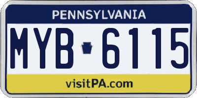 PA license plate MYB6115