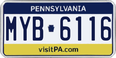 PA license plate MYB6116