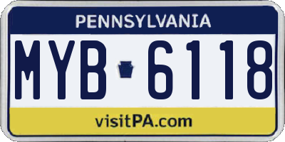 PA license plate MYB6118