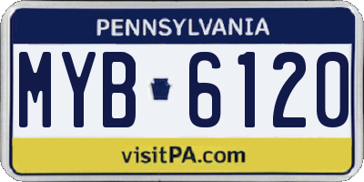 PA license plate MYB6120