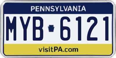 PA license plate MYB6121