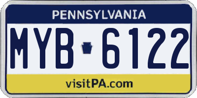 PA license plate MYB6122