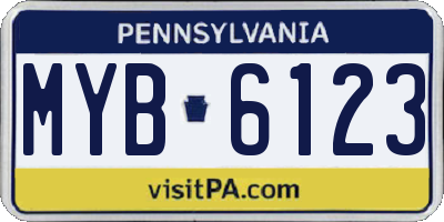 PA license plate MYB6123