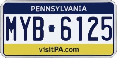 PA license plate MYB6125