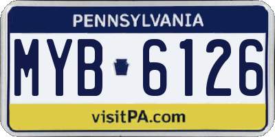 PA license plate MYB6126