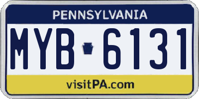 PA license plate MYB6131