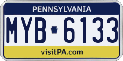 PA license plate MYB6133