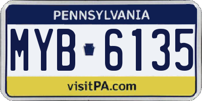 PA license plate MYB6135