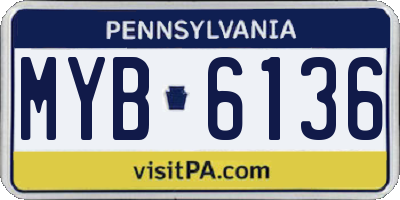 PA license plate MYB6136
