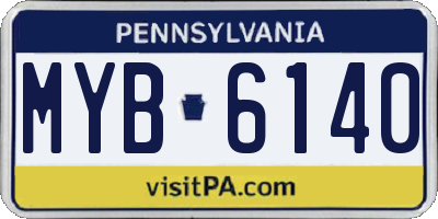 PA license plate MYB6140