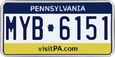 PA license plate MYB6151