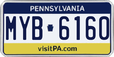 PA license plate MYB6160