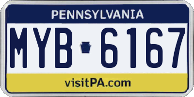 PA license plate MYB6167