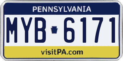 PA license plate MYB6171