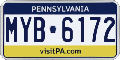 PA license plate MYB6172