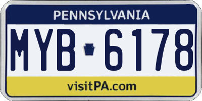 PA license plate MYB6178