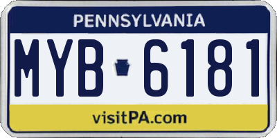PA license plate MYB6181