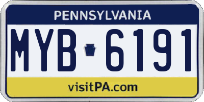PA license plate MYB6191