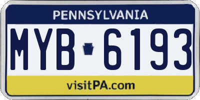 PA license plate MYB6193