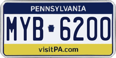 PA license plate MYB6200