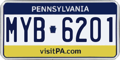 PA license plate MYB6201