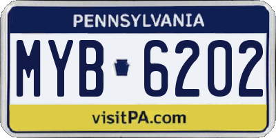 PA license plate MYB6202