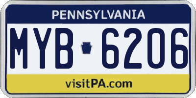 PA license plate MYB6206
