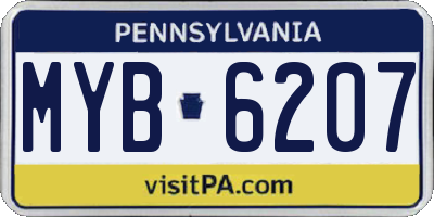 PA license plate MYB6207