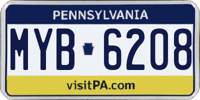 PA license plate MYB6208