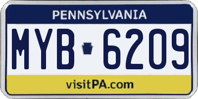 PA license plate MYB6209