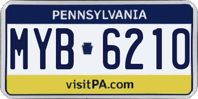 PA license plate MYB6210