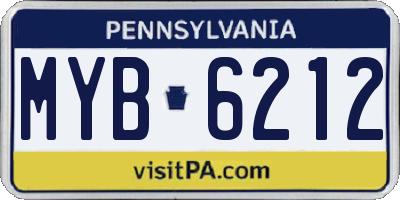 PA license plate MYB6212