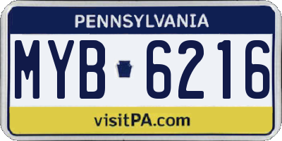PA license plate MYB6216