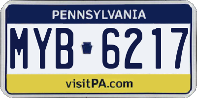 PA license plate MYB6217