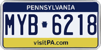 PA license plate MYB6218