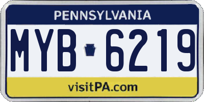 PA license plate MYB6219