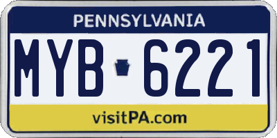 PA license plate MYB6221