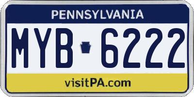 PA license plate MYB6222