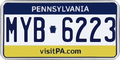 PA license plate MYB6223