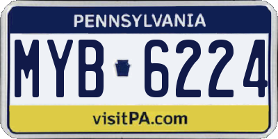 PA license plate MYB6224