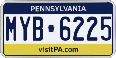 PA license plate MYB6225