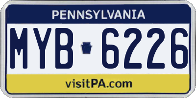 PA license plate MYB6226