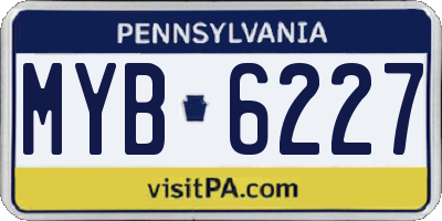 PA license plate MYB6227