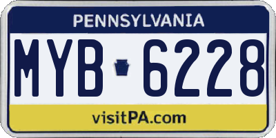 PA license plate MYB6228