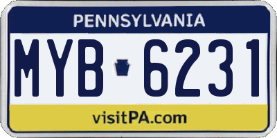 PA license plate MYB6231