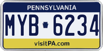 PA license plate MYB6234
