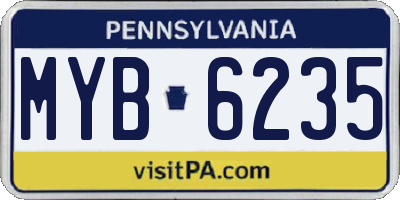 PA license plate MYB6235