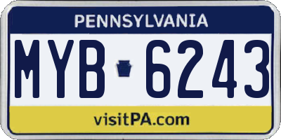 PA license plate MYB6243