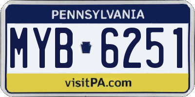 PA license plate MYB6251