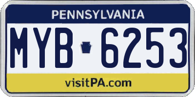 PA license plate MYB6253